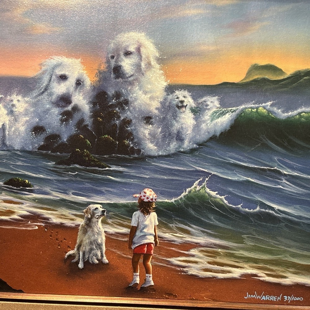 Jim Warren art "The Dog Whisperer" - giclee on canvas, Signed & Numbered - Picture 2 of 7